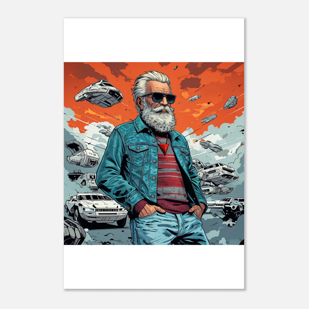 Elder Man in a Futuristic Chaos Foam Portrait - Print Material