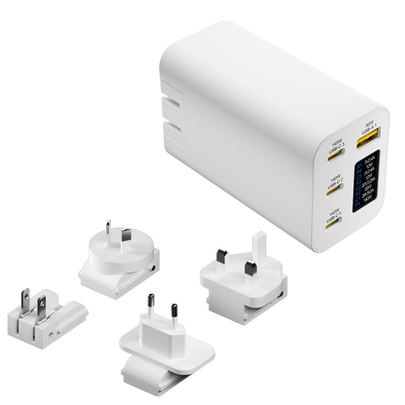 Stylish And Portable Fast Charge Charger With Color Screen Digital Display - White Plug