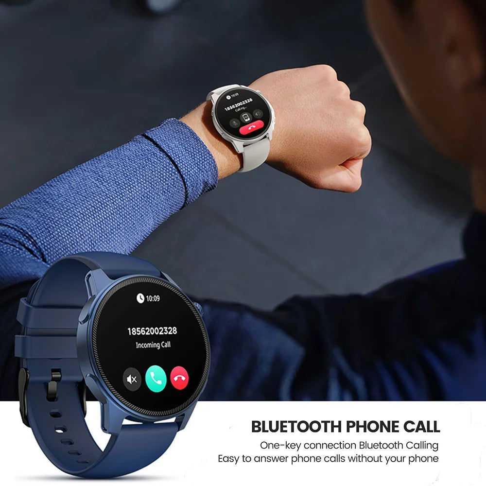 craques 1.85 inch smart watch for men with Bluetooth phone call feature in blue and white bands