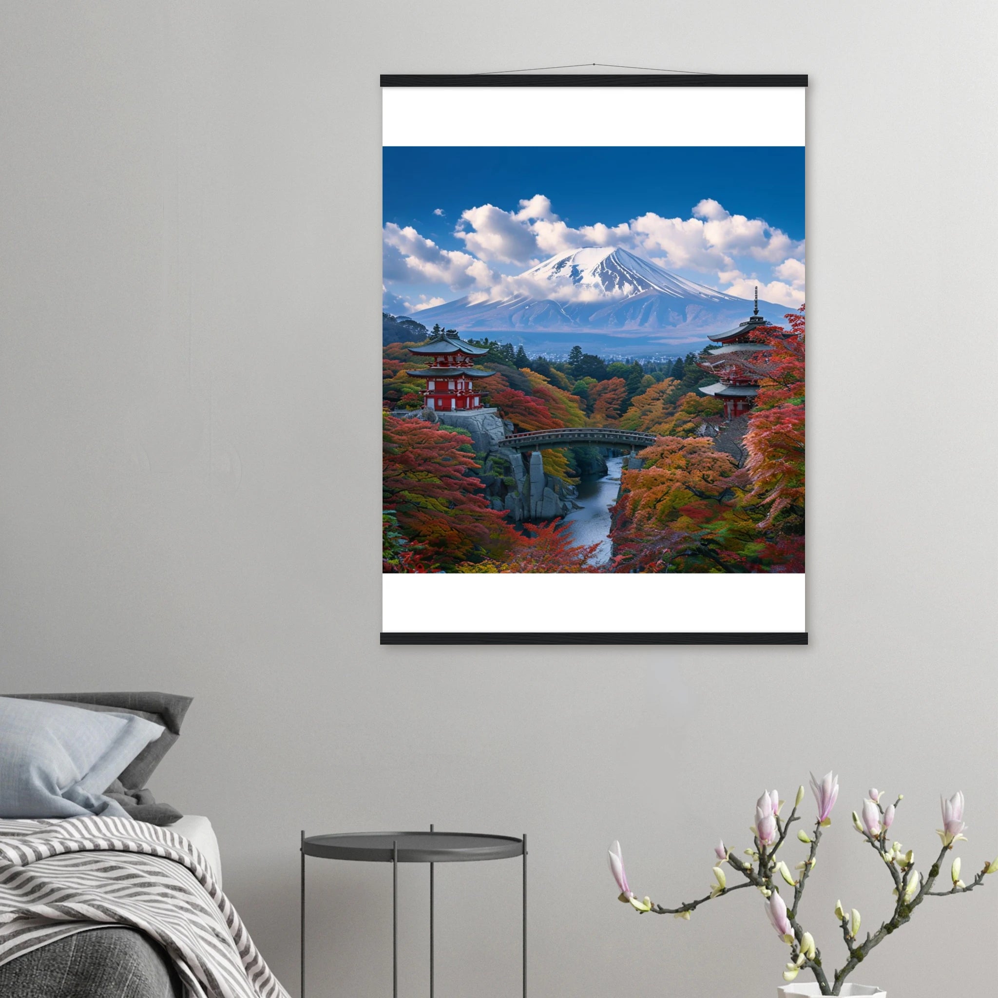Serene Landscape Autumn Fall and Mount fuji Wall art - 75x100 cm / 30x40″ / Premium Semi-Glossy Paper Poster