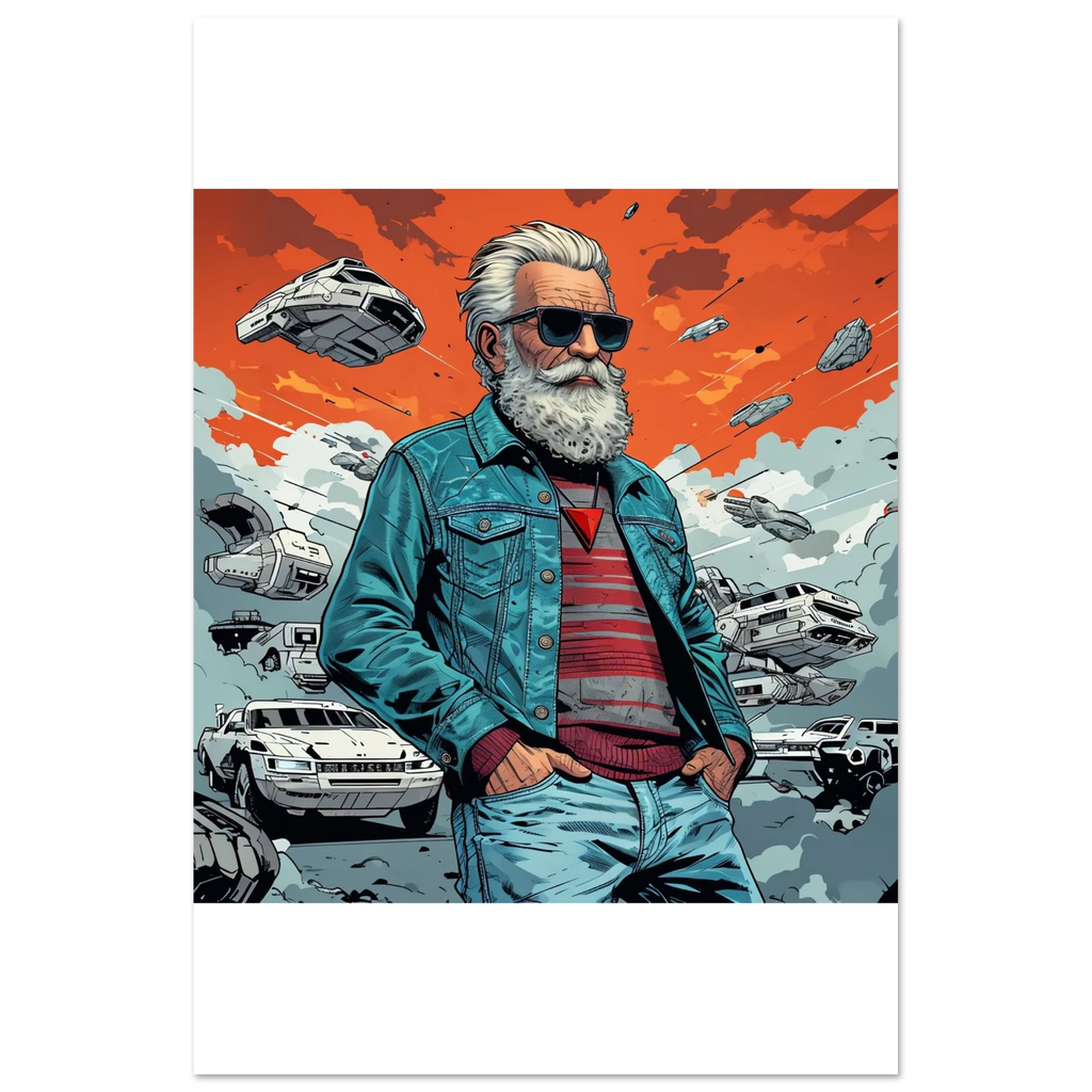 Elder Man in a Futuristic Chaos Foam Portrait - Print Material