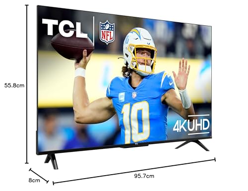 TCL 55-Inch Class S4 4K LED Smart TV with Fire TV (55S450F-CA), Dolby Vision HDR, Dolby Atmos, Alexa Built-in, Apple Airplay Compatibility, Streaming UHD Television, Black - craques