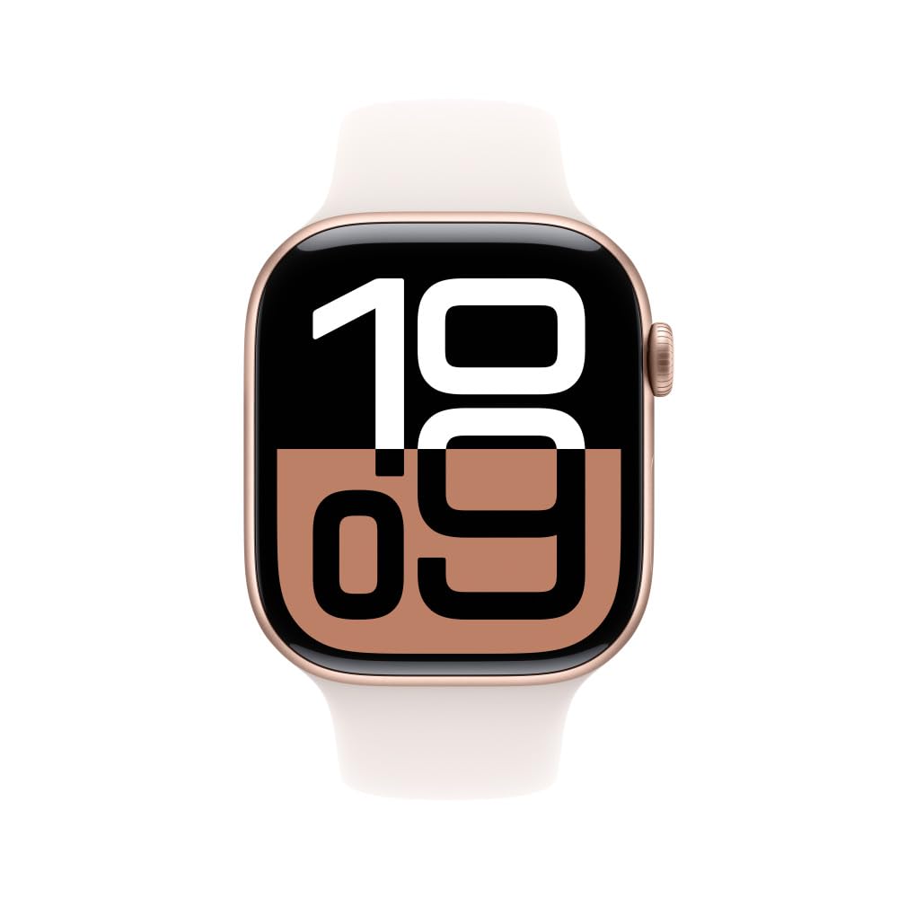 Apple Watch Series 10 [GPS 42mm] Smartwatch with Rose Gold Aluminium Case with Light Blush Sport Band. Fitness Tracker, ECG App, Always-On Retina Display, Water-Resistant - craques