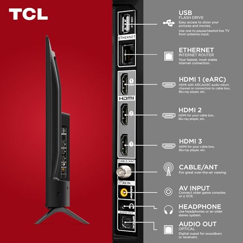 TCL 55-Inch Class S4 4K LED Smart TV with Fire TV (55S450F-CA), Dolby Vision HDR, Dolby Atmos, Alexa Built-in, Apple Airplay Compatibility, Streaming UHD Television, Black - craques