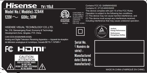 Hisense 32A4KV - 32" Smart Full Array HD VIDAA TV with DTS TruSurround (Canada Model) 2023
