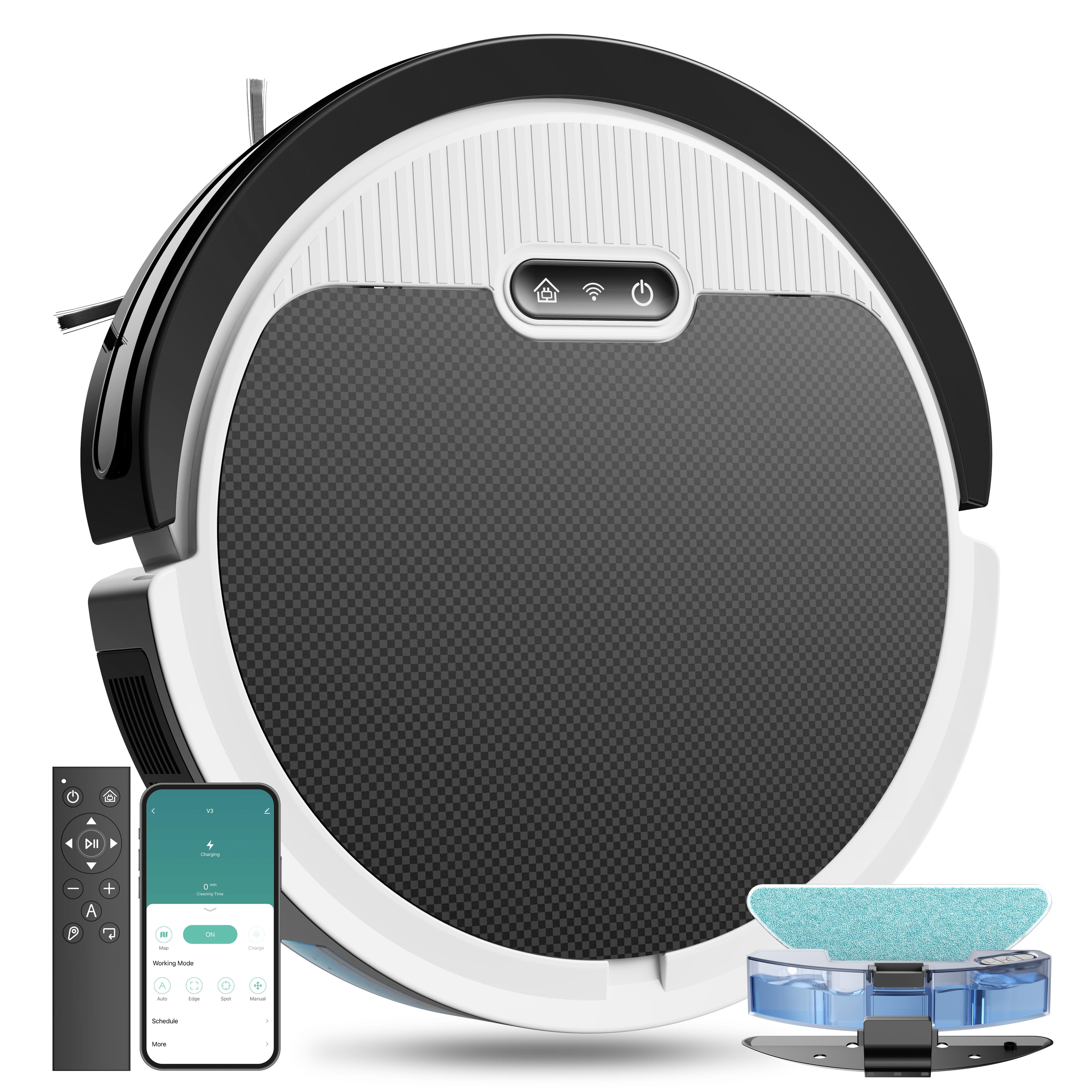 Robot Vacuum And Mop 3 In 1 Combo Cleaner For Home With Pet Hair Hard Floor 5000Pa Suction 120 Mins Run