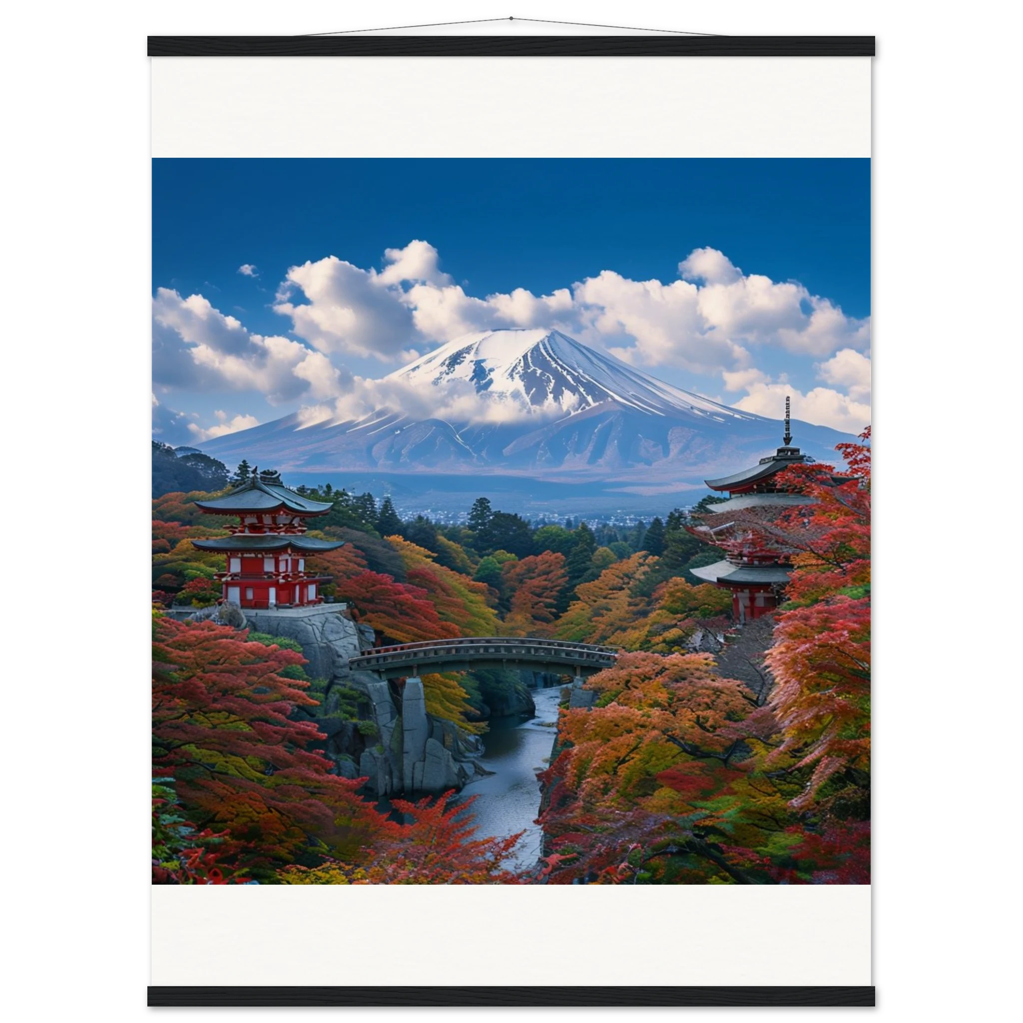 Serene Landscape Autumn Fall and Mount fuji Wall art - 75x100 cm / 30x40″ / Museum-Quality Matte Paper Poster