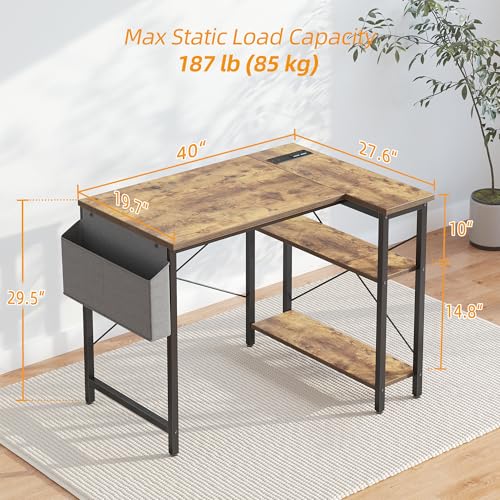 BEXEVUE Computer Desk with Power Outlets - craques
