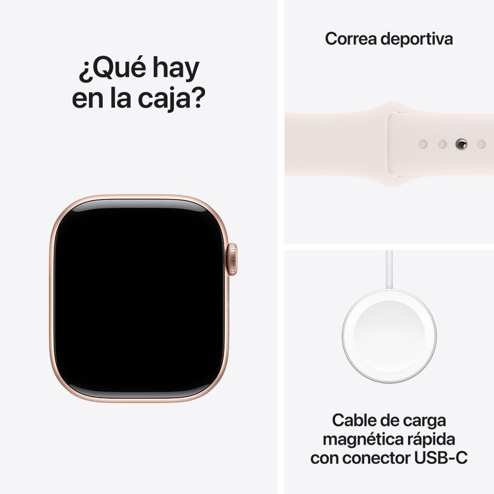 Apple Watch Series 10 [GPS 42mm] Smartwatch with Rose Gold Aluminium Case with Light Blush Sport Band. Fitness Tracker, ECG App, Always-On Retina Display, Water-Resistant - craques