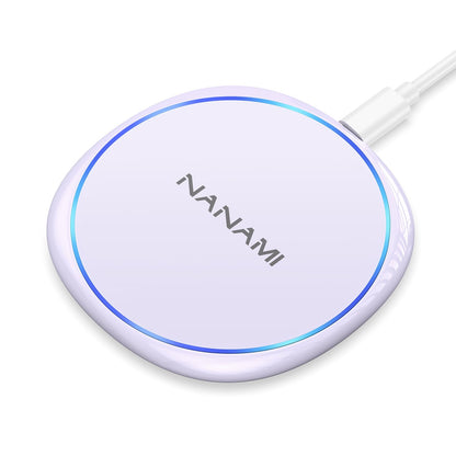 Fast Wireless Charger, NANAMI 15W Max Qi Charging Pad for iPhone 16/15 Pro Max/14 Plus/13/12 Mini/11/XR/XS/X/8