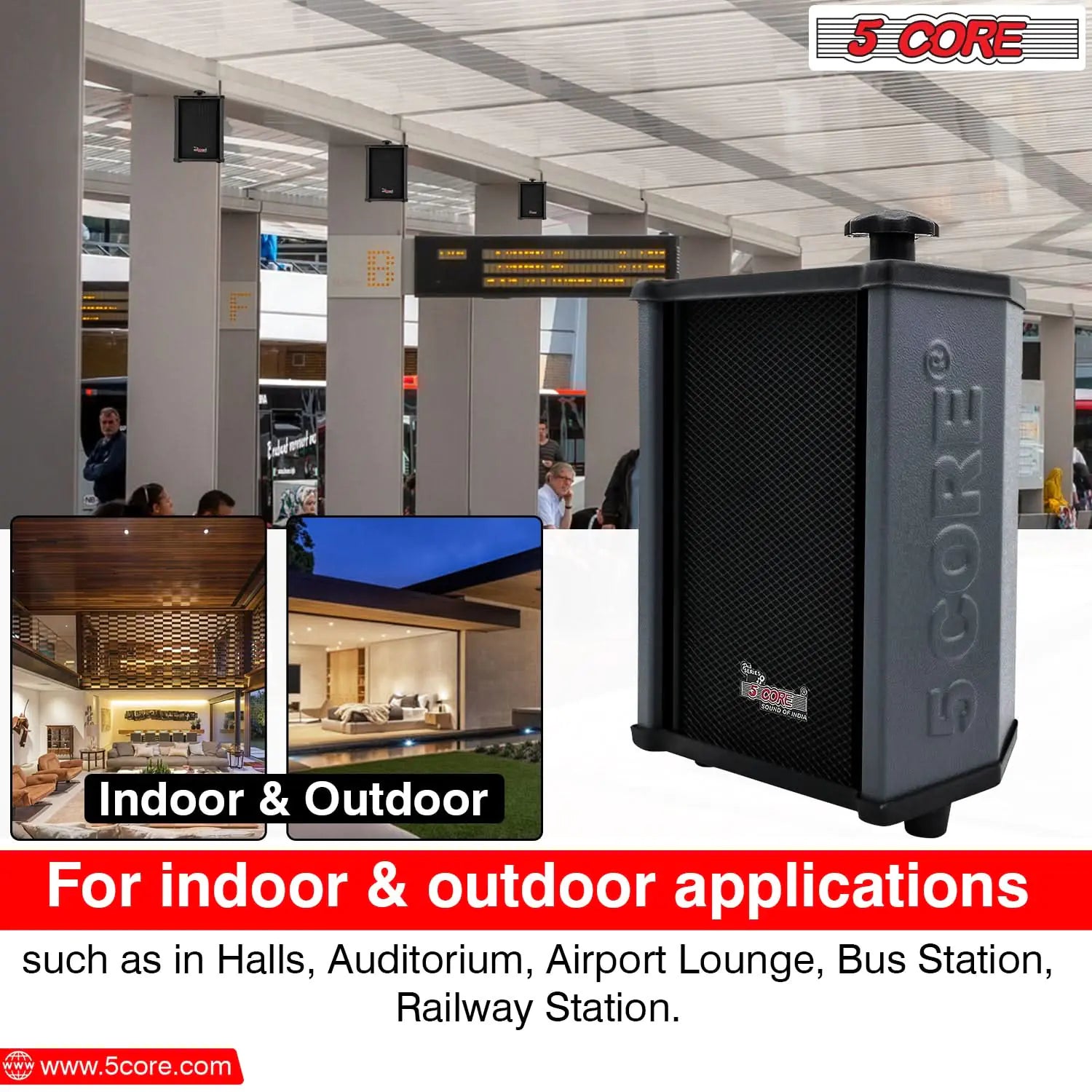 5 Core craques outdoor stereo wall speakers designed for indoor and outdoor applications