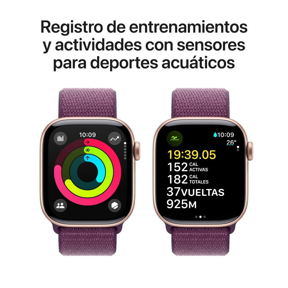 Apple Watch Series 10 [GPS 42mm] Smartwatch with Rose Gold Aluminium Case with Light Blush Sport Band. Fitness Tracker, ECG App, Always-On Retina Display, Water-Resistant - craques