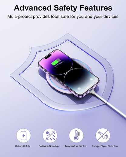 Fast Wireless Charger, NANAMI 15W Max Qi Charging Pad for iPhone 16/15 Pro Max/14 Plus/13/12 Mini/11/XR/XS/X/8