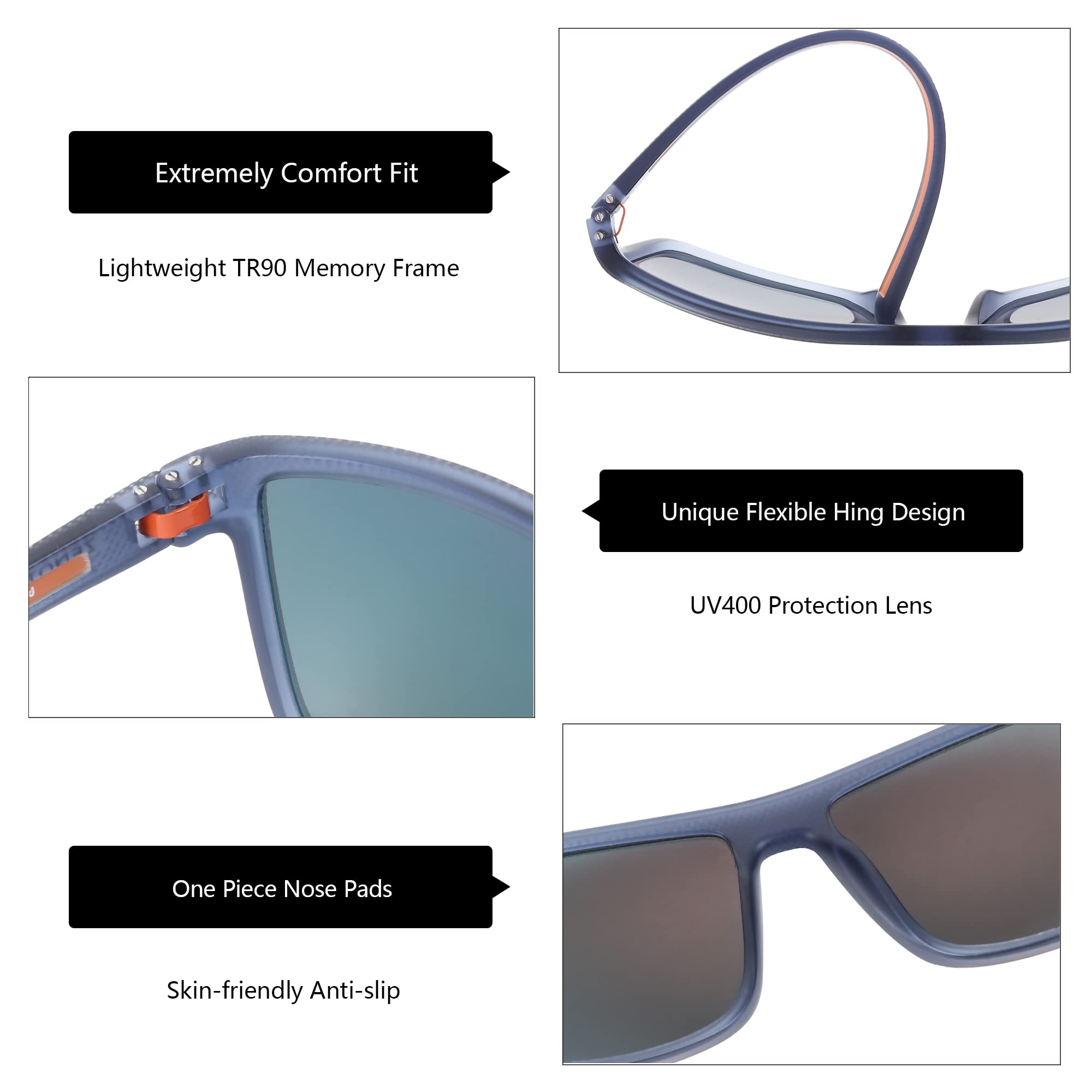 ZENOTTIC Polarized Sunglasses for Men Lightweight TR90 Frame UV400 Protection Square Sun Glasses craques