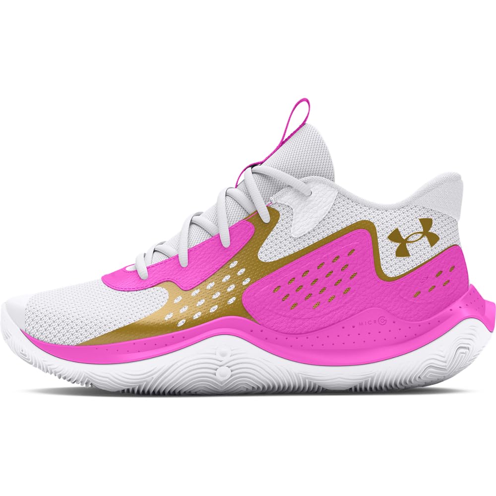 Under Armour Jet 23 Basketball Shoes - Lightweight Durable - 10.5 Women/9 Men / (105) White/Vivid Magenta/Metallic Gold