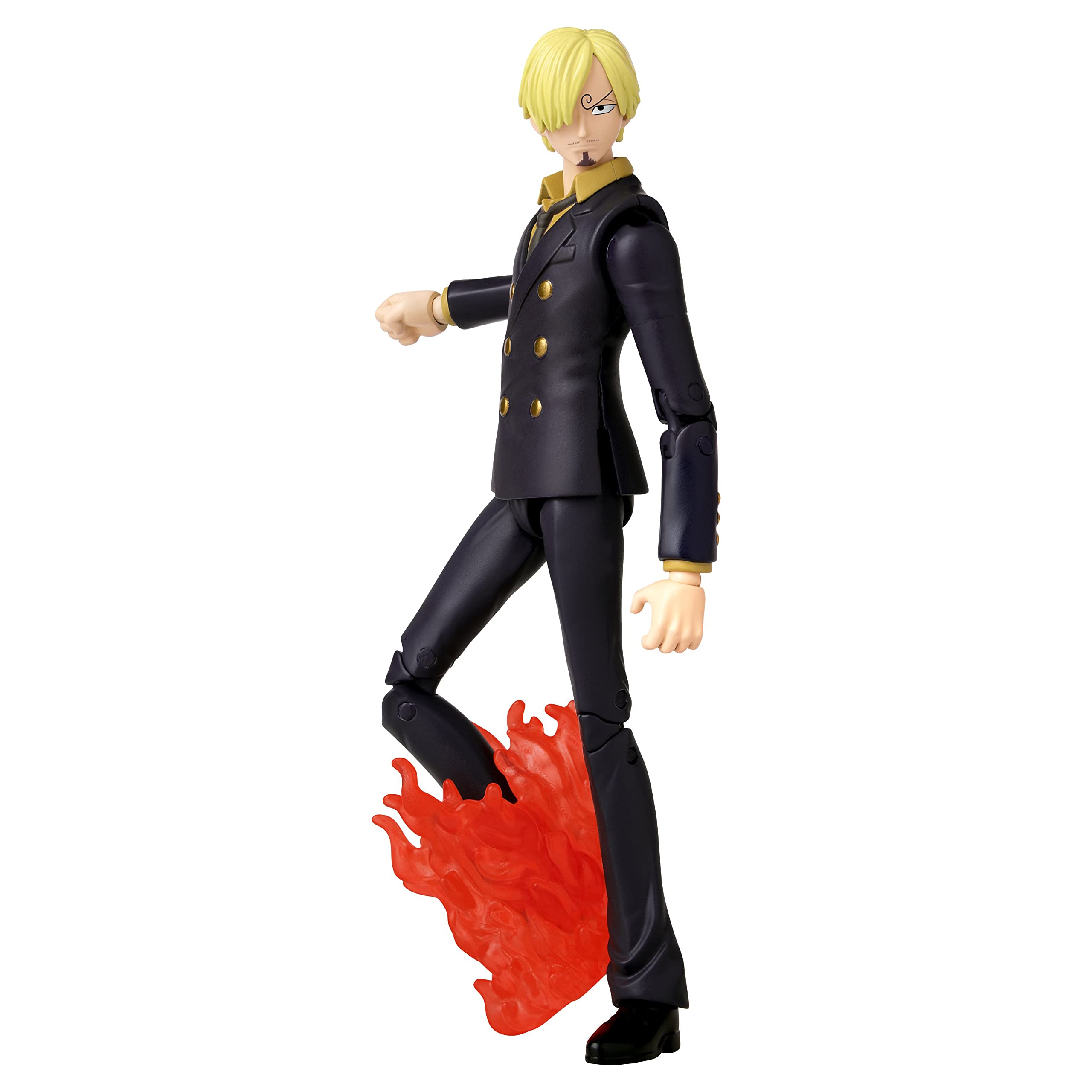 Namikaze Minato action figure in black suit with blonde hair and red flame effect at feet