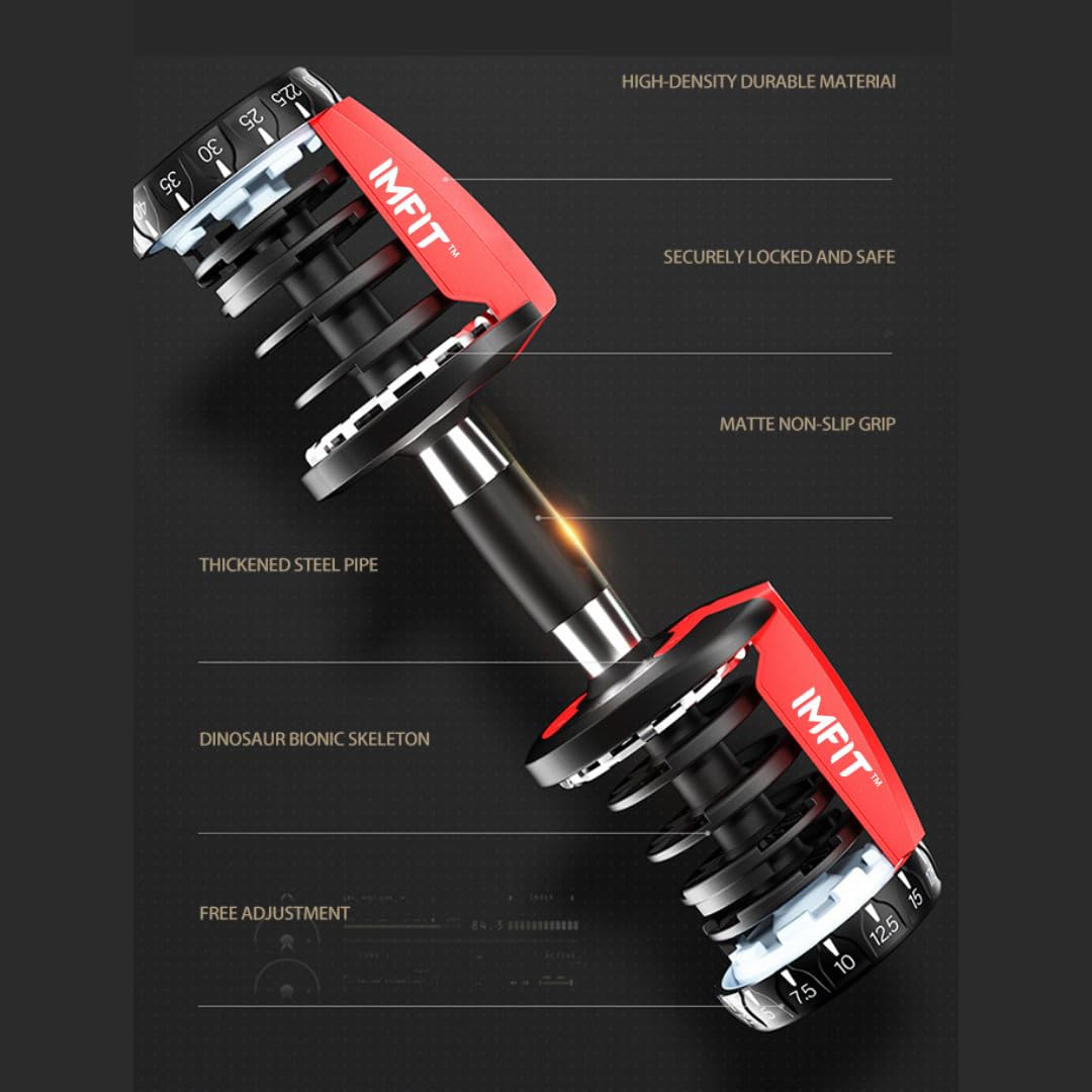 IMFit 5lb-52.5lb Adjustable Dumbbells Single/Pair (Set of 2) with Free Hand Grip
