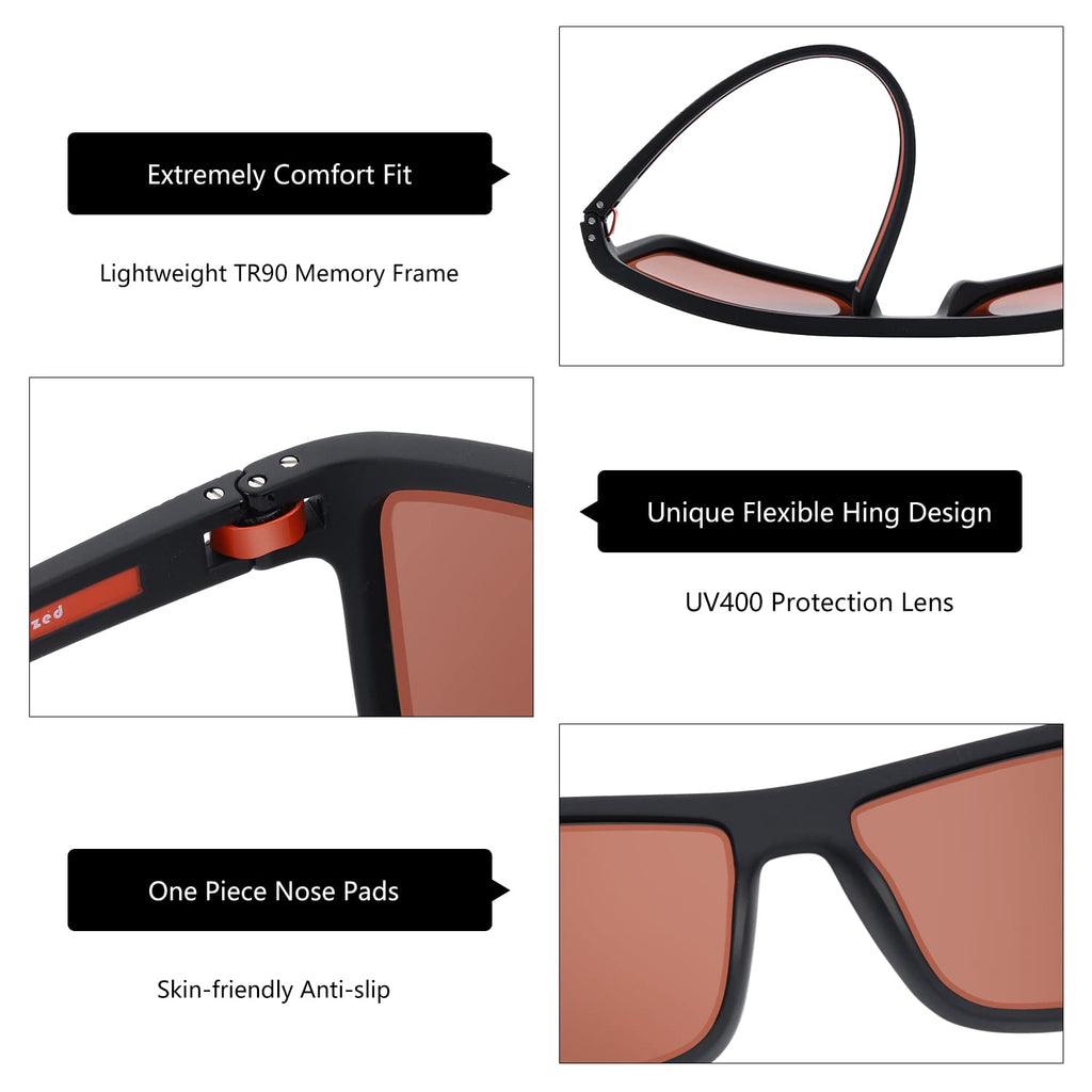 ZENOTTIC Polarized Sunglasses for Men Lightweight TR90 Frame UV400 Protection Square Sun Glasses craques