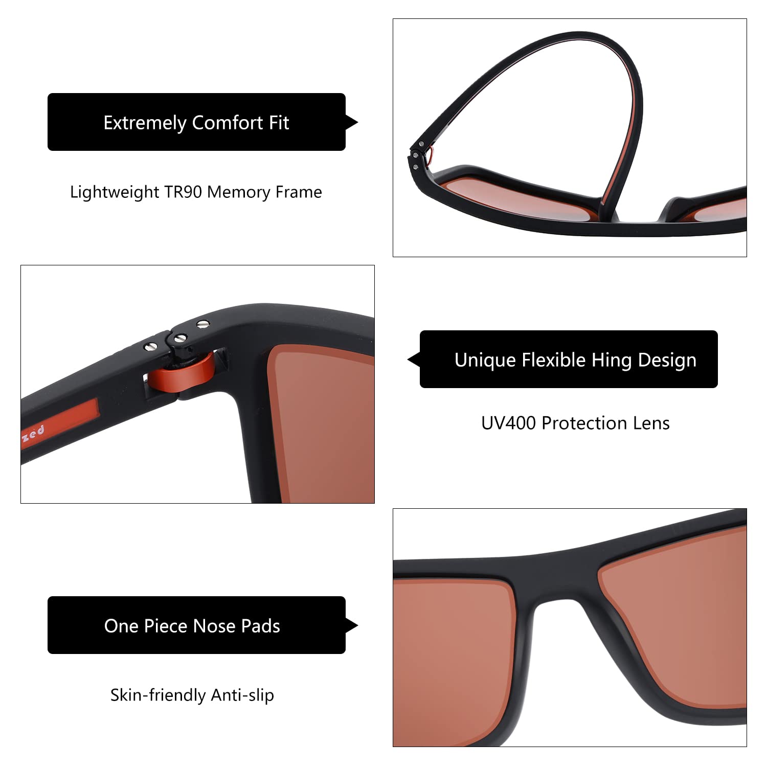 ZENOTTIC Polarized Sunglasses for Men Lightweight TR90 Frame UV400 Protection Square Sun Glasses craques