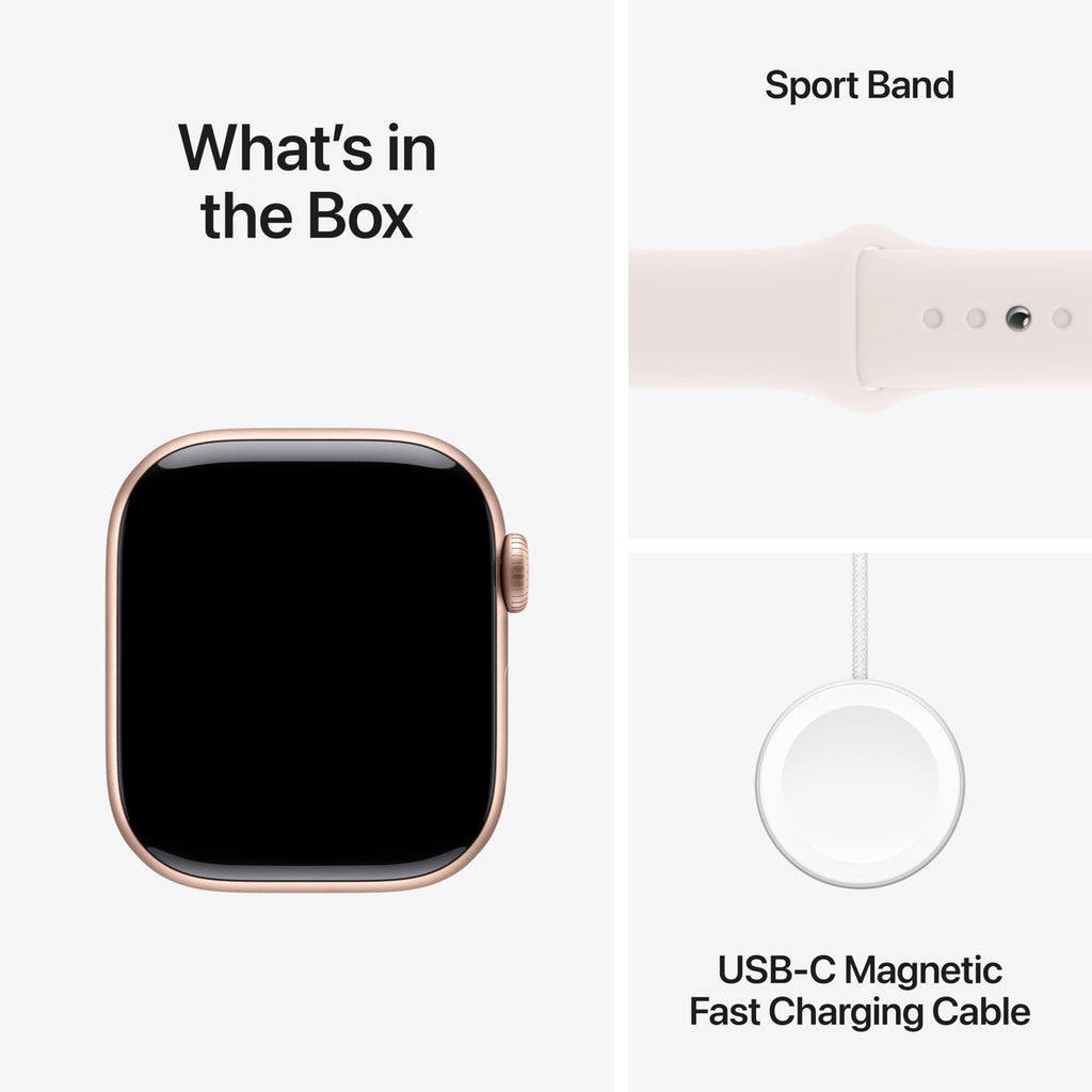 Apple Watch Series 10 [GPS 42mm] Smartwatch with Rose Gold Aluminium Case with Light Blush Sport Band. Fitness Tracker, ECG App, Always-On Retina Display, Water-Resistant - craques
