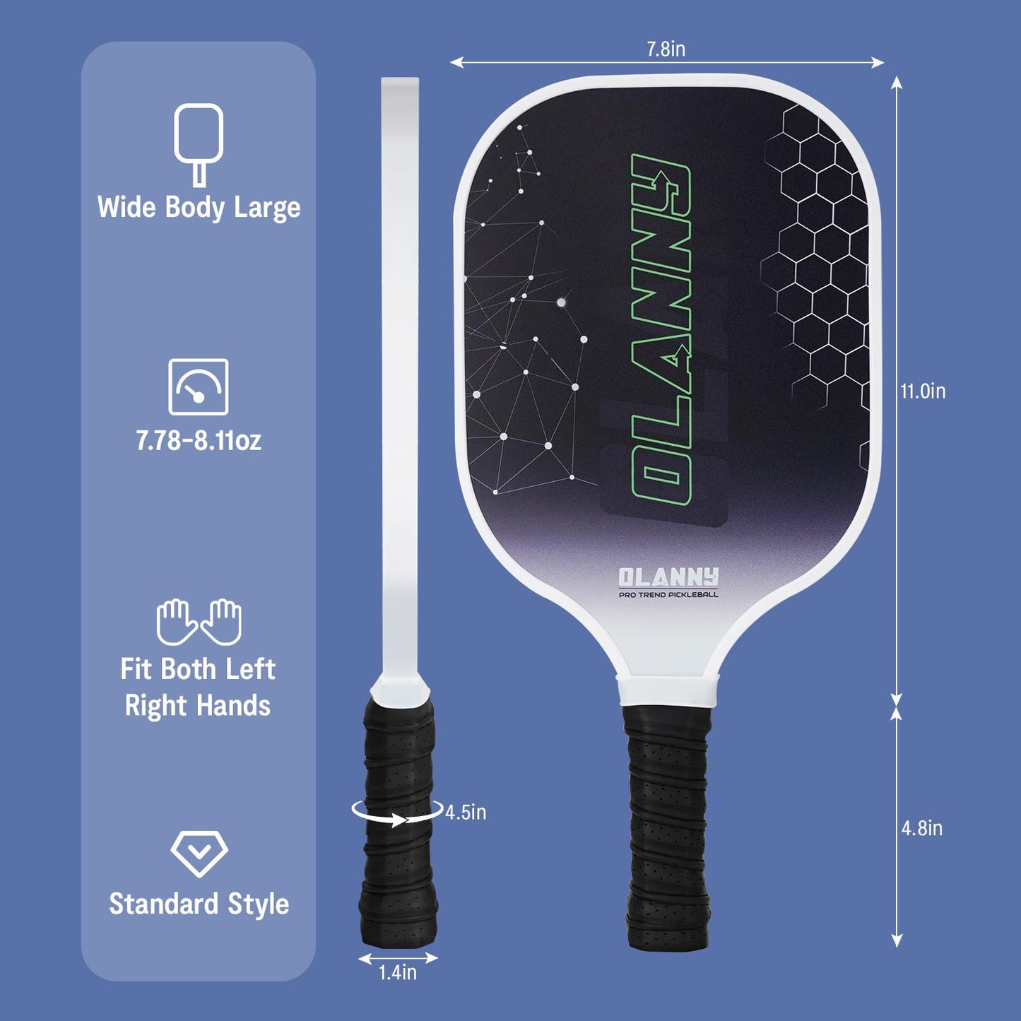 Graphite Pickleball Paddles 4 Pack - Premium Rackets Fiber Face