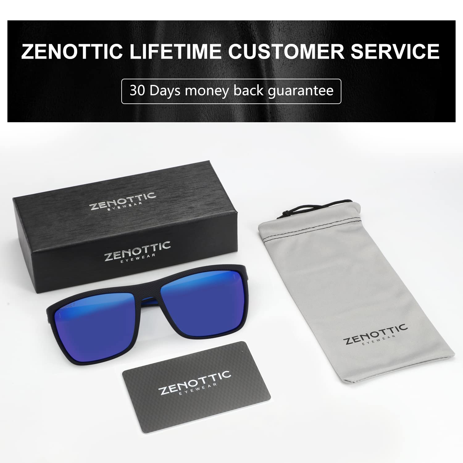 ZENOTTIC Polarized Sunglasses for Men Lightweight TR90 Frame UV400 Protection Square Sun Glasses craques