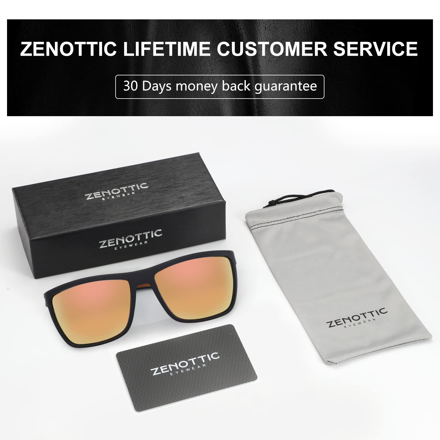 ZENOTTIC Polarized Sunglasses for Men Lightweight TR90 Frame UV400 Protection Square Sun Glasses craques