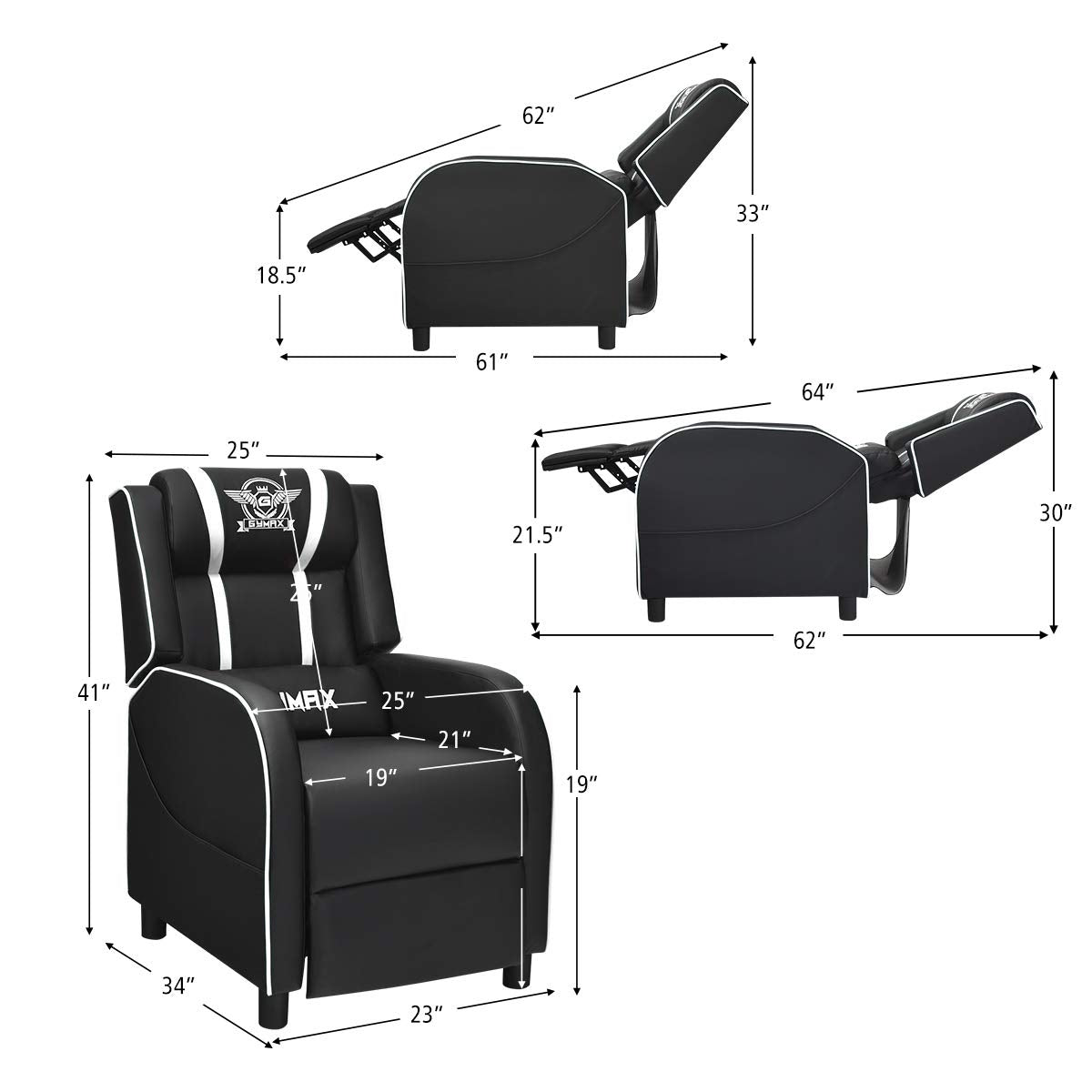 Craques Reclining Gaming Chair with Massage and Remote