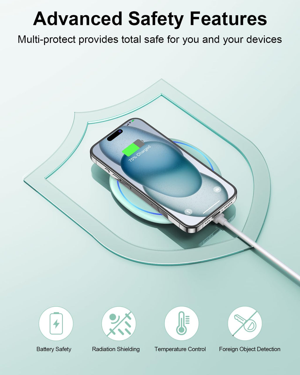 Fast Wireless Charger, NANAMI 15W Max Qi Charging Pad for iPhone 16/15 Pro Max/14 Plus/13/12 Mini/11/XR/XS/X/8 - craques