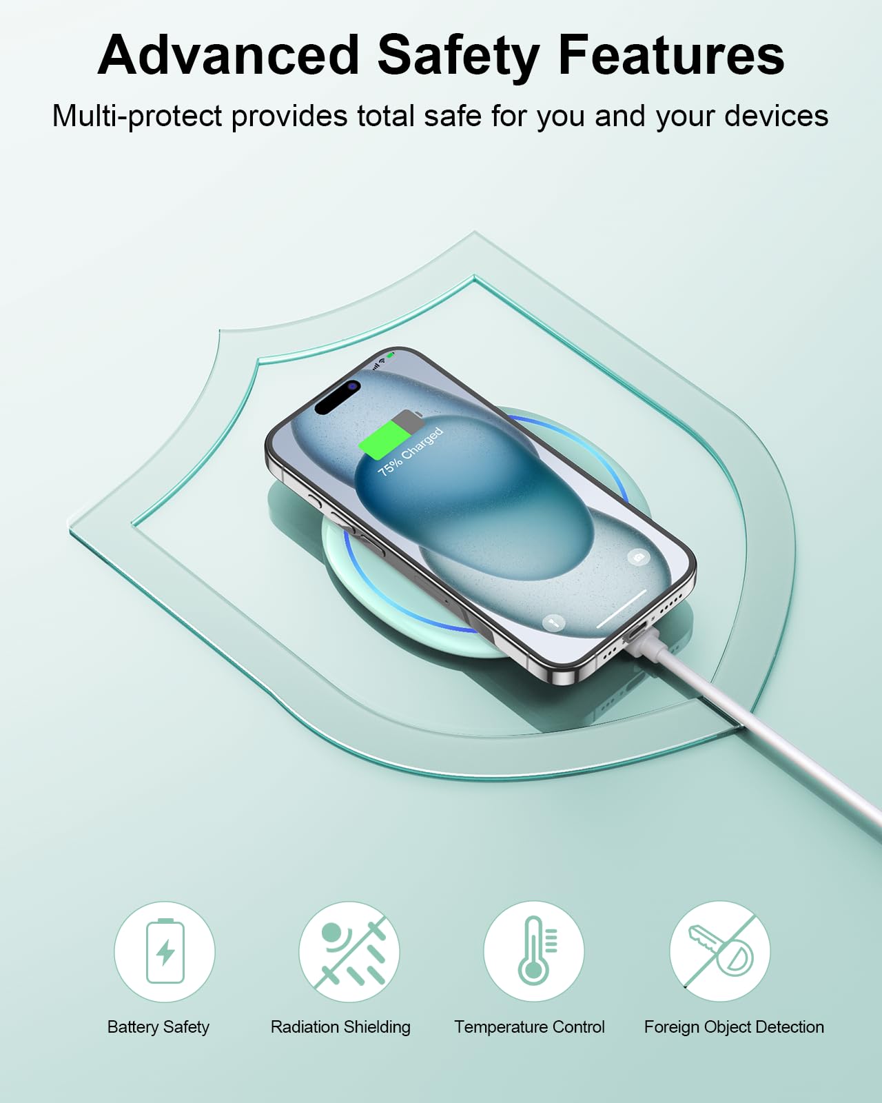 Fast Wireless Charger, NANAMI 15W Max Qi Charging Pad for iPhone 16/15 Pro Max/14 Plus/13/12 Mini/11/XR/XS/X/8