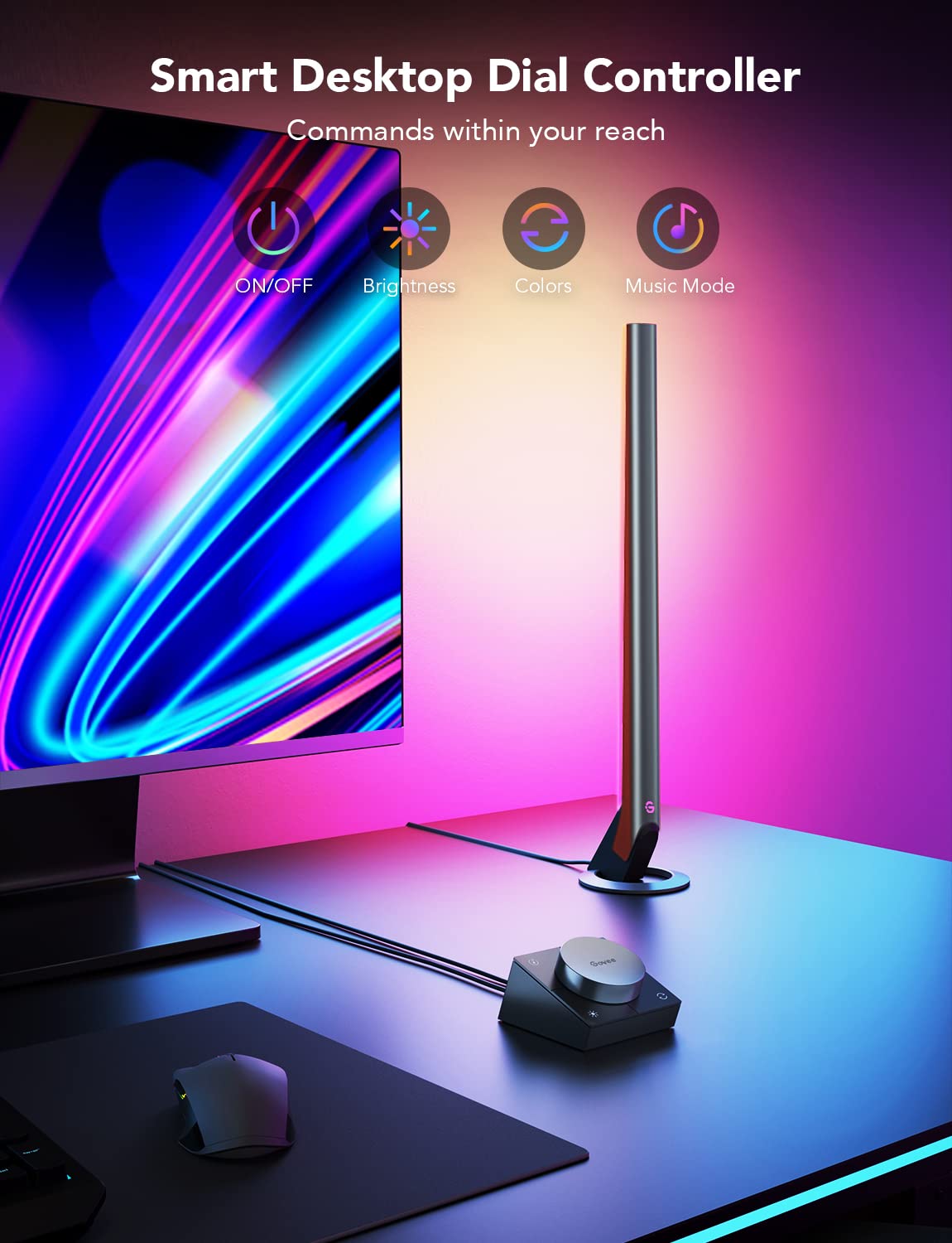 Govee RGBIC Gaming Light Bars H6047 with Smart Controller, Wi-Fi Smart LED Gaming Lights