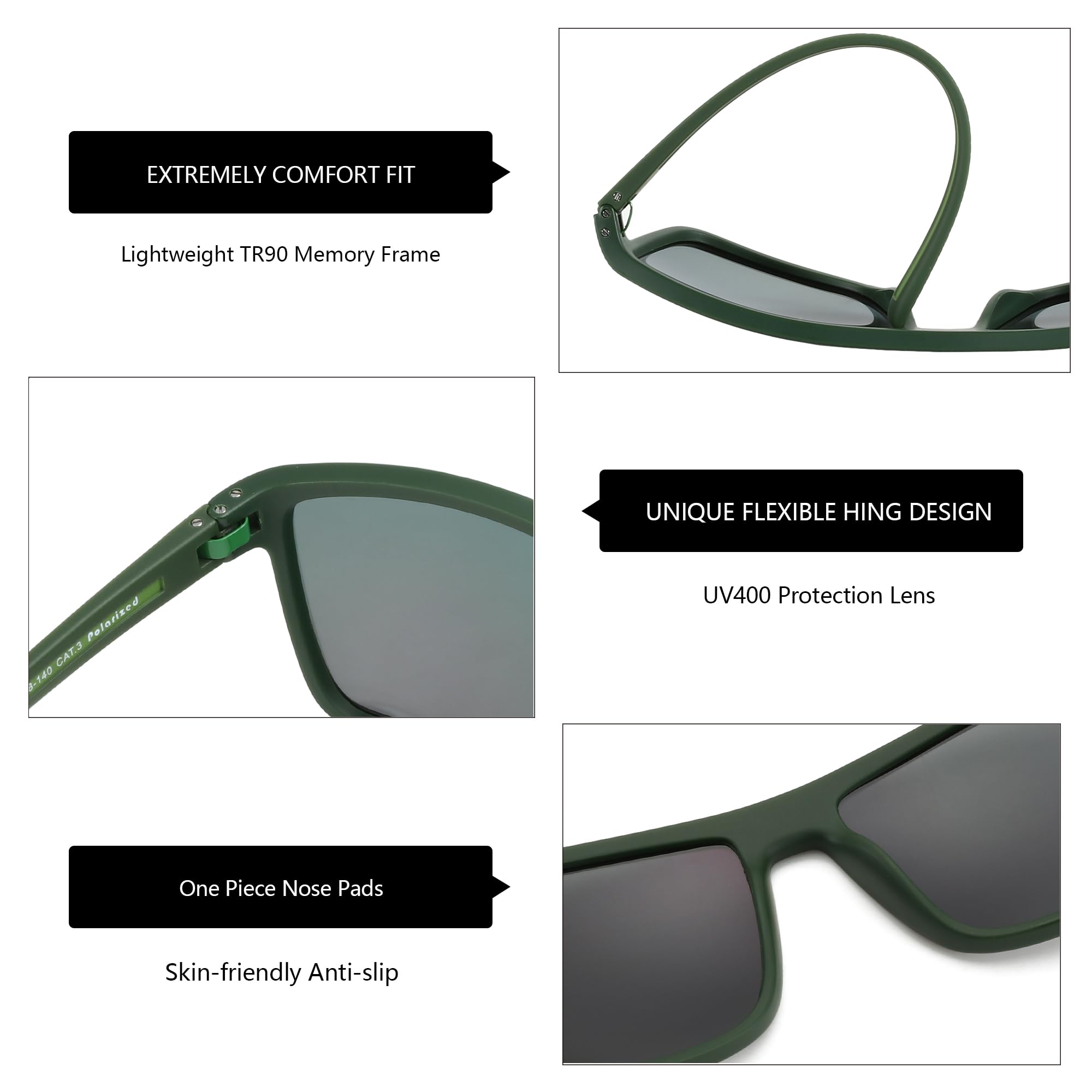 ZENOTTIC Polarized Sunglasses for Men Lightweight TR90 Frame UV400 Protection Square Sun Glasses craques