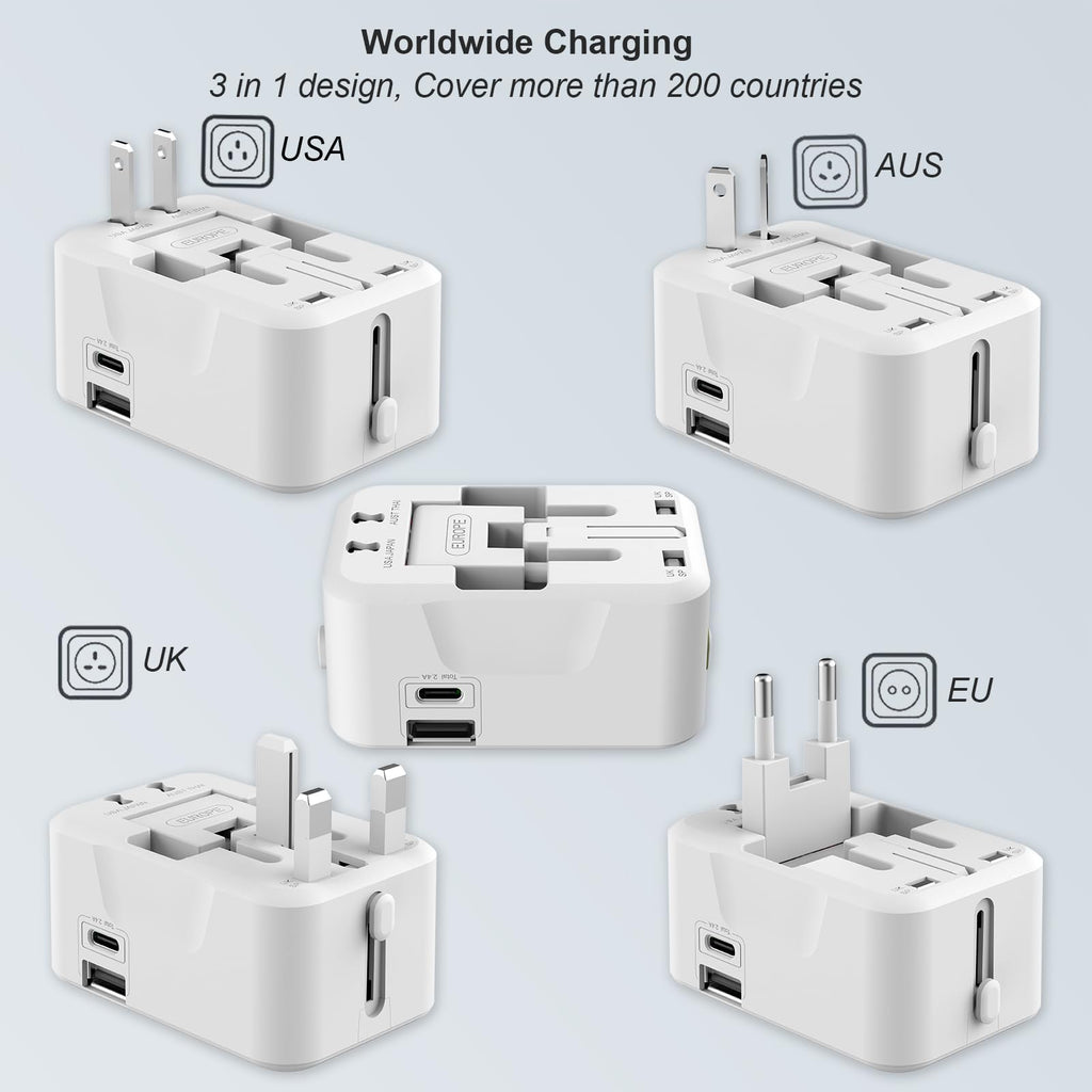 Craques Universal Travel Adapter with USB C Fast Charging craques