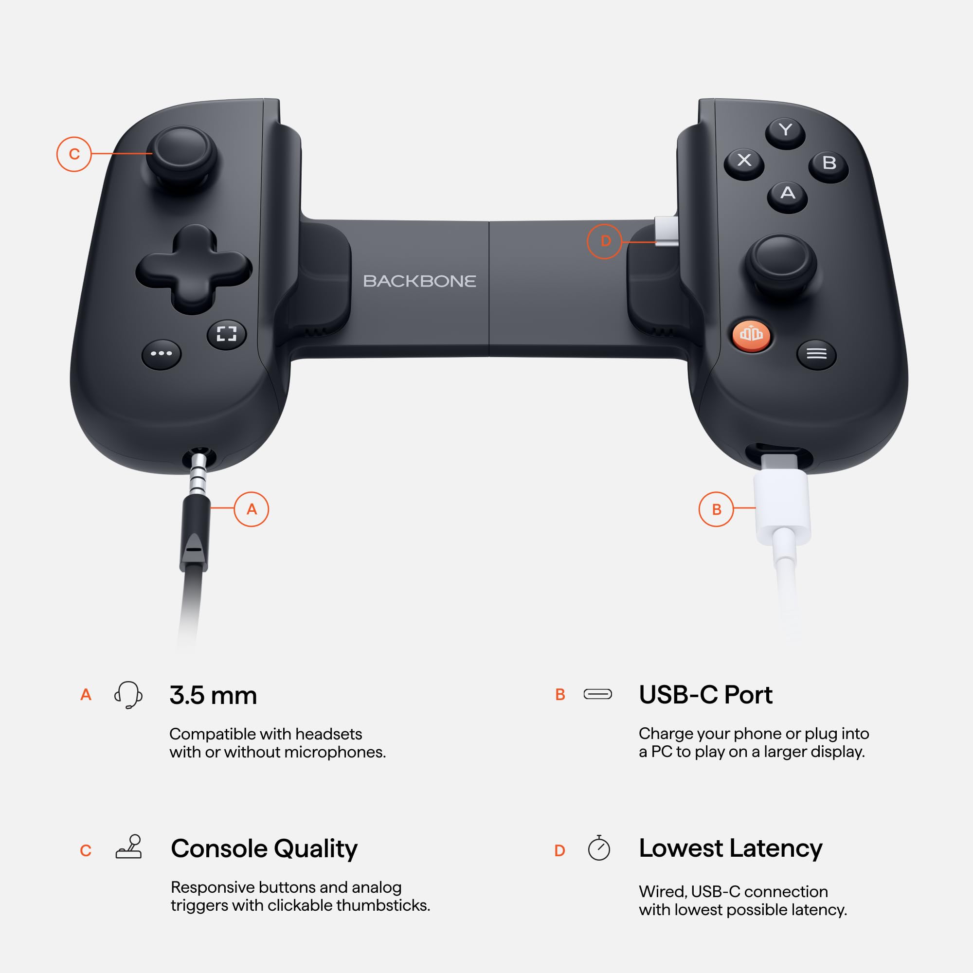 BACKBONE One Mobile Gaming Controller for Android and iPhone 15/16 Series (USB-C) - craques