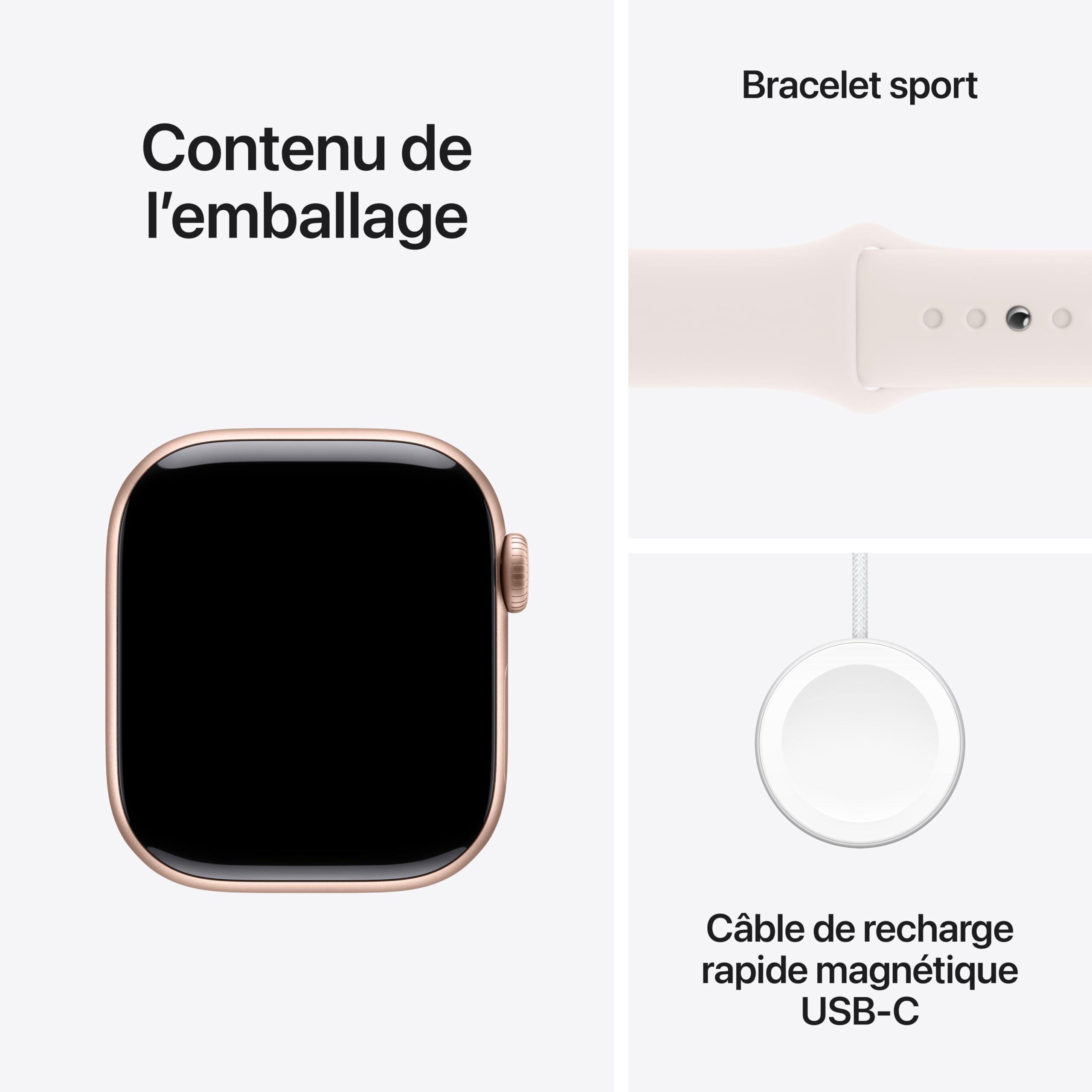 Apple Watch Series 10 [GPS 42mm] Smartwatch with Rose Gold Aluminium Case with Light Blush Sport Band. Fitness Tracker, ECG App, Always-On Retina Display, Water-Resistant - craques
