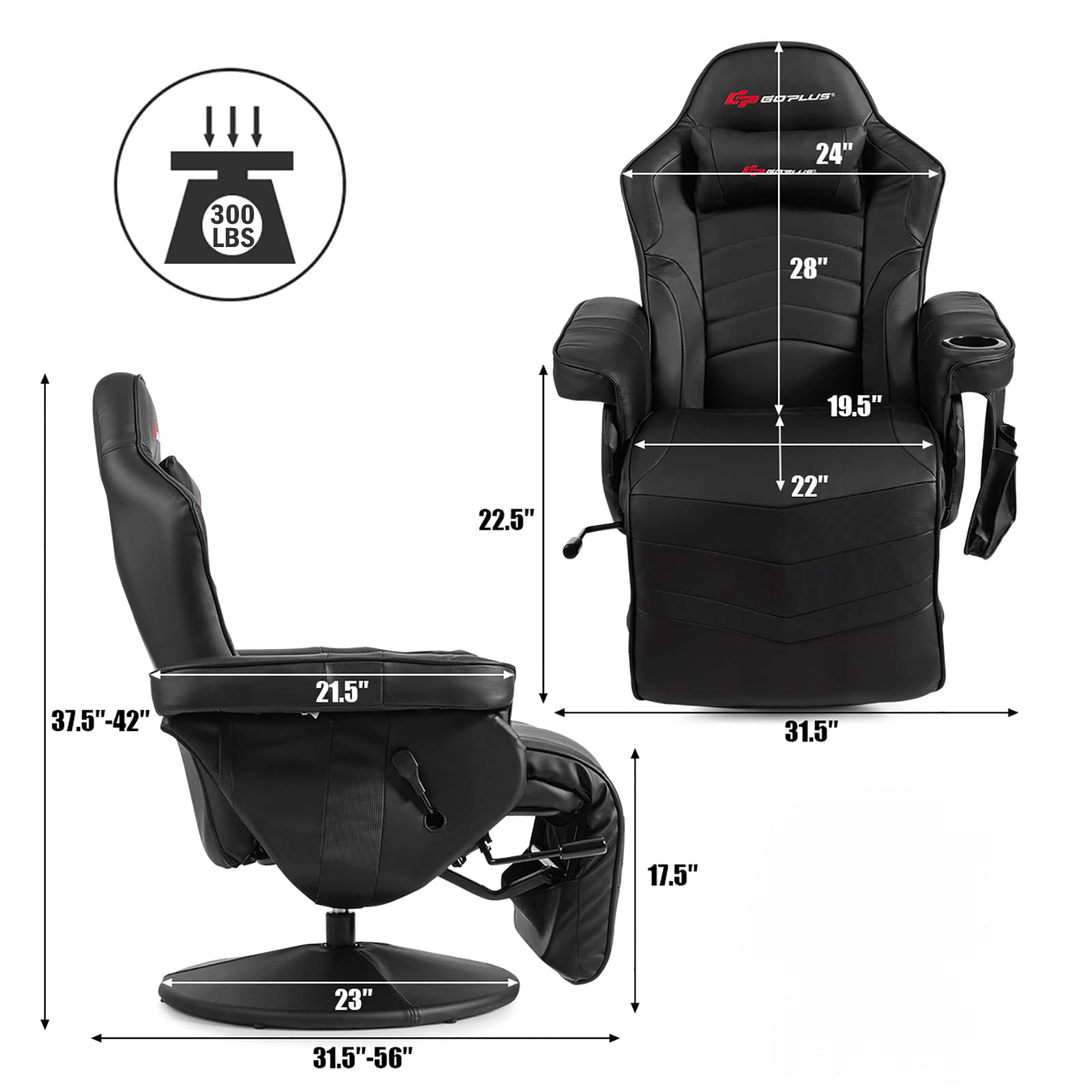 POWERSTONE Gaming Recliner, Adjustable Massage Gaming Chair - craques
