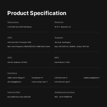BOSGAME P4 Gaming Mini PC Ryzen 7 5700U 32GB RAM 1TB NVMe M.2 2280 SSD Windows 11 Pro Mini Computers