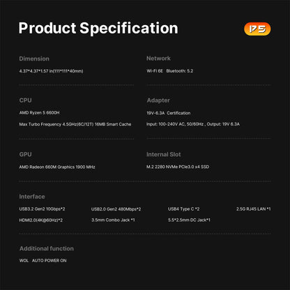 BOSGAME P4 Gaming Mini PC Ryzen 7 5700U 32GB RAM 1TB NVMe M.2 2280 SSD Windows 11 Pro Mini Computers