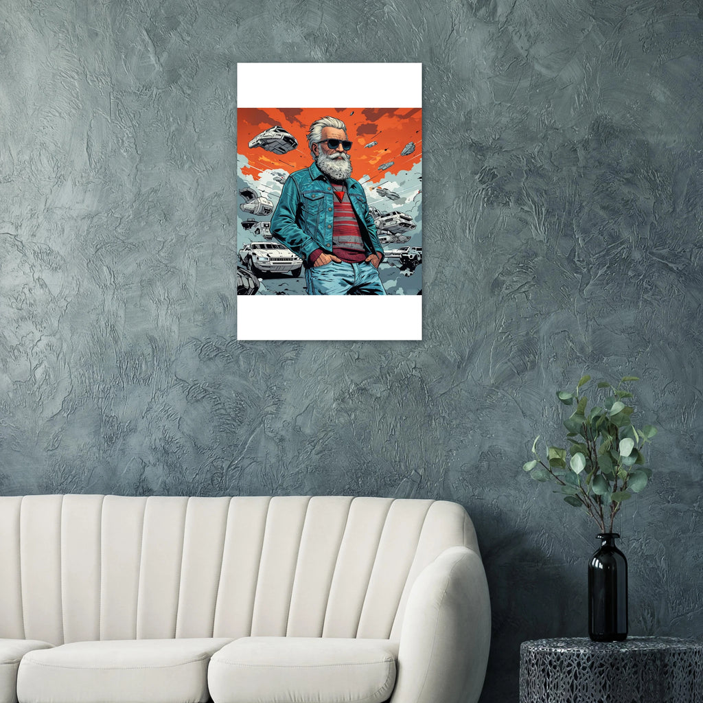 Elder Man in a Futuristic Chaos Foam Portrait - Print Material