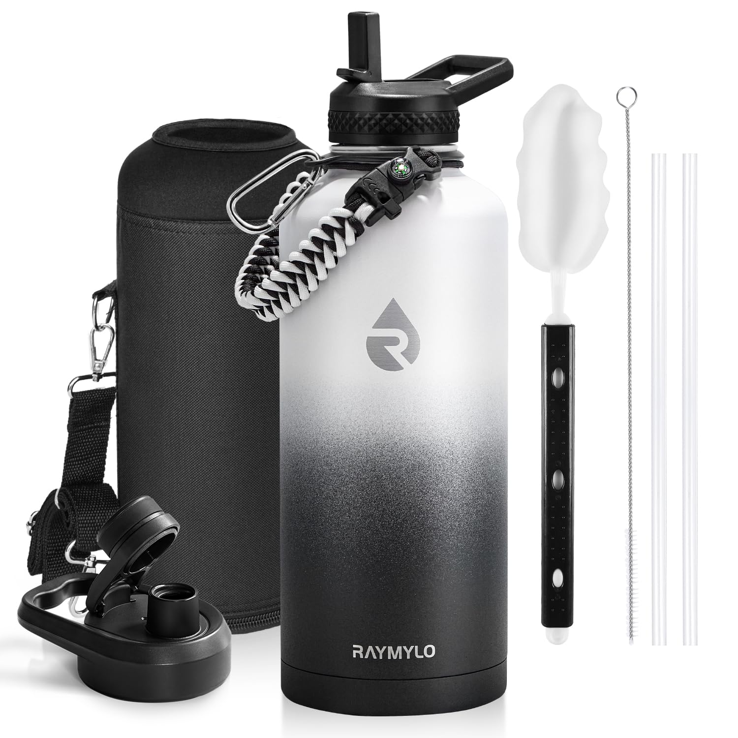 RAYMYLO One Gallon Water Bottle Insulated Triple Walled Vacuum Stainless Steel (Cold for 48 Hrs) Leak Proof & BPA-Free