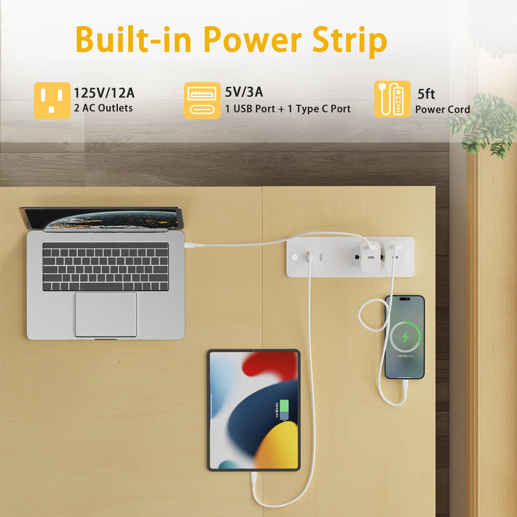 BEXEVUE Computer Desk with Power Outlets - craques