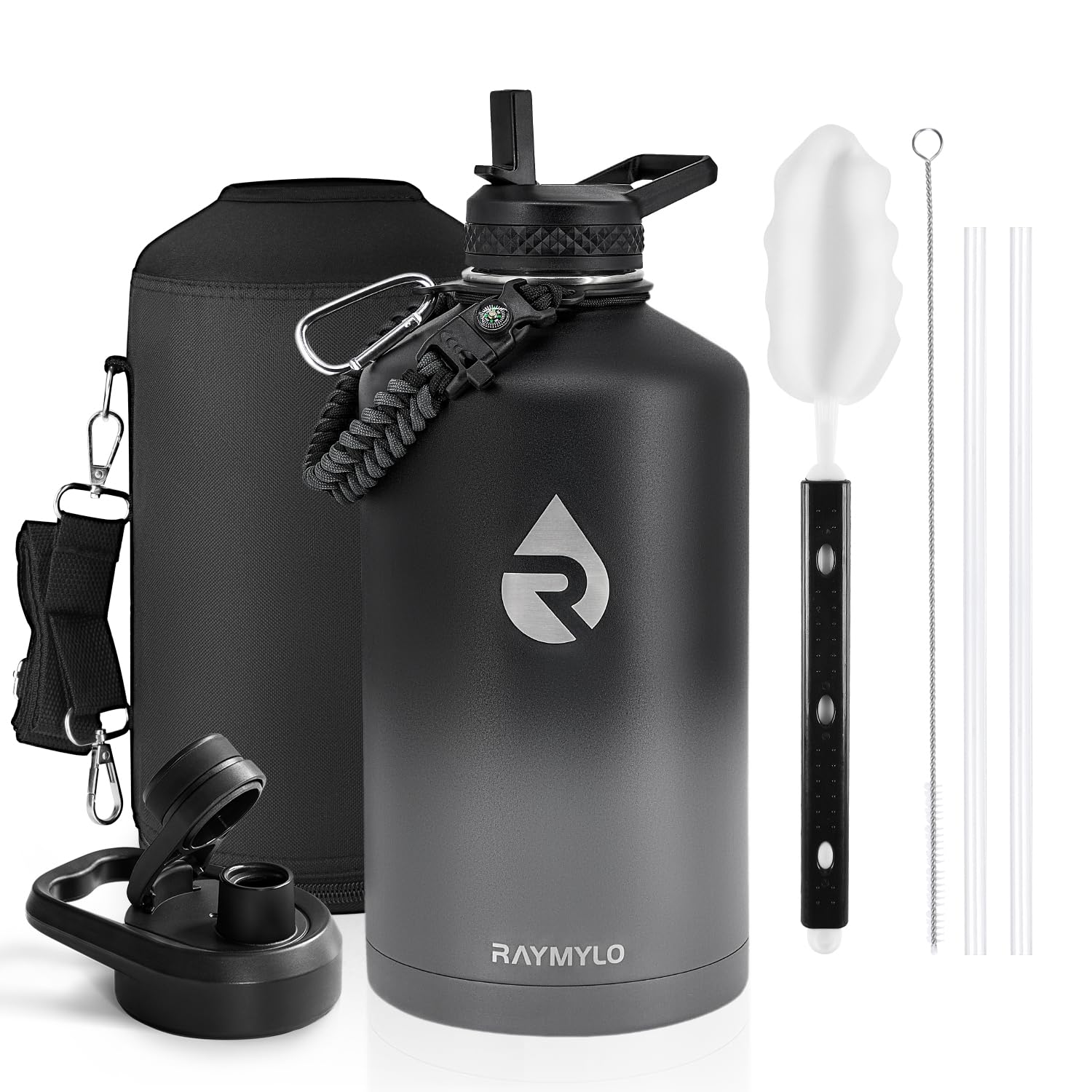 RAYMYLO One Gallon Water Bottle Insulated Triple Walled Vacuum Stainless Steel (Cold for 48 Hrs) Leak Proof & BPA-Free