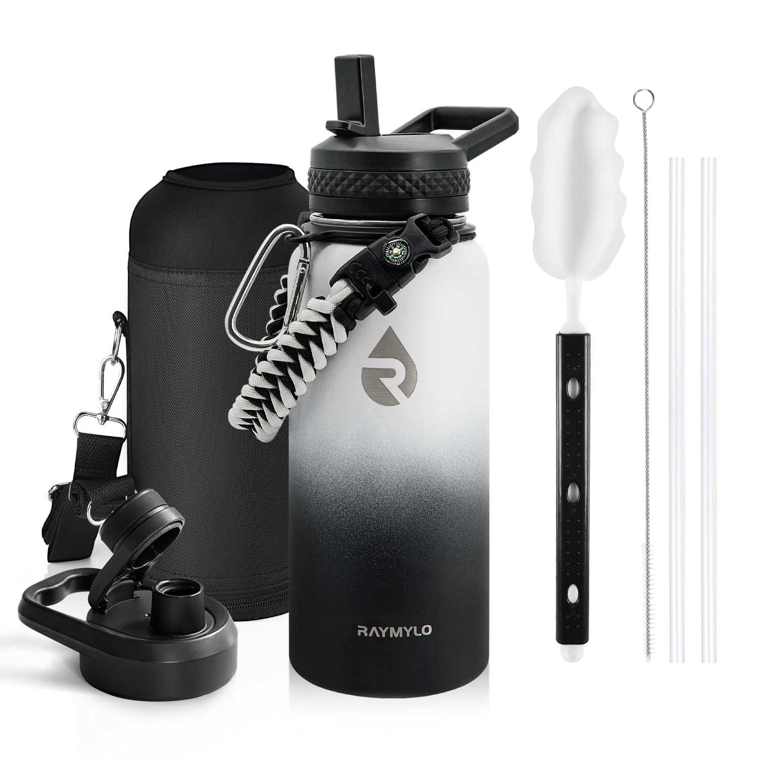 RAYMYLO One Gallon Water Bottle Insulated Triple Walled Vacuum Stainless Steel (Cold for 48 Hrs) Leak Proof & BPA-Free