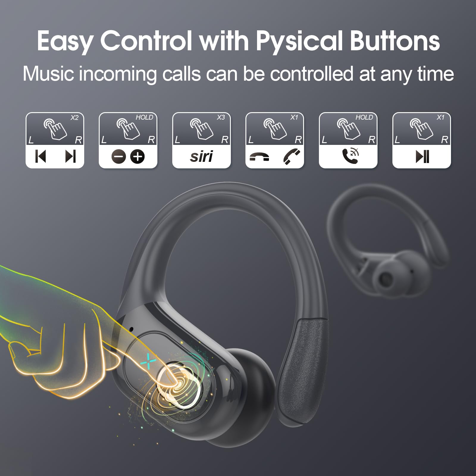 Wireless Earbuds 75hrs Bluetooth 5.4 Headphone Sport - craques