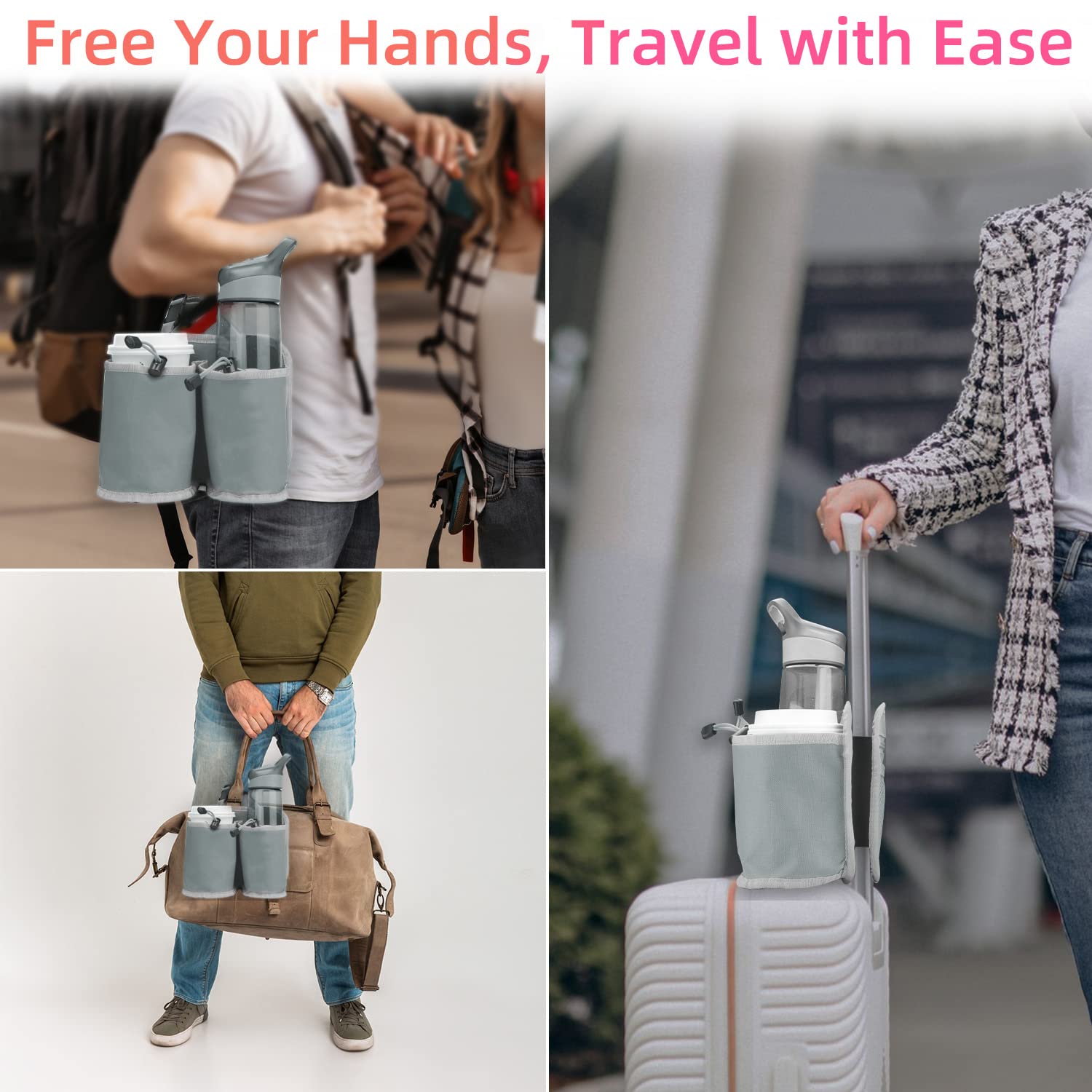 Craques Travel Cup Holder for Luggage with Storage Pouch craques