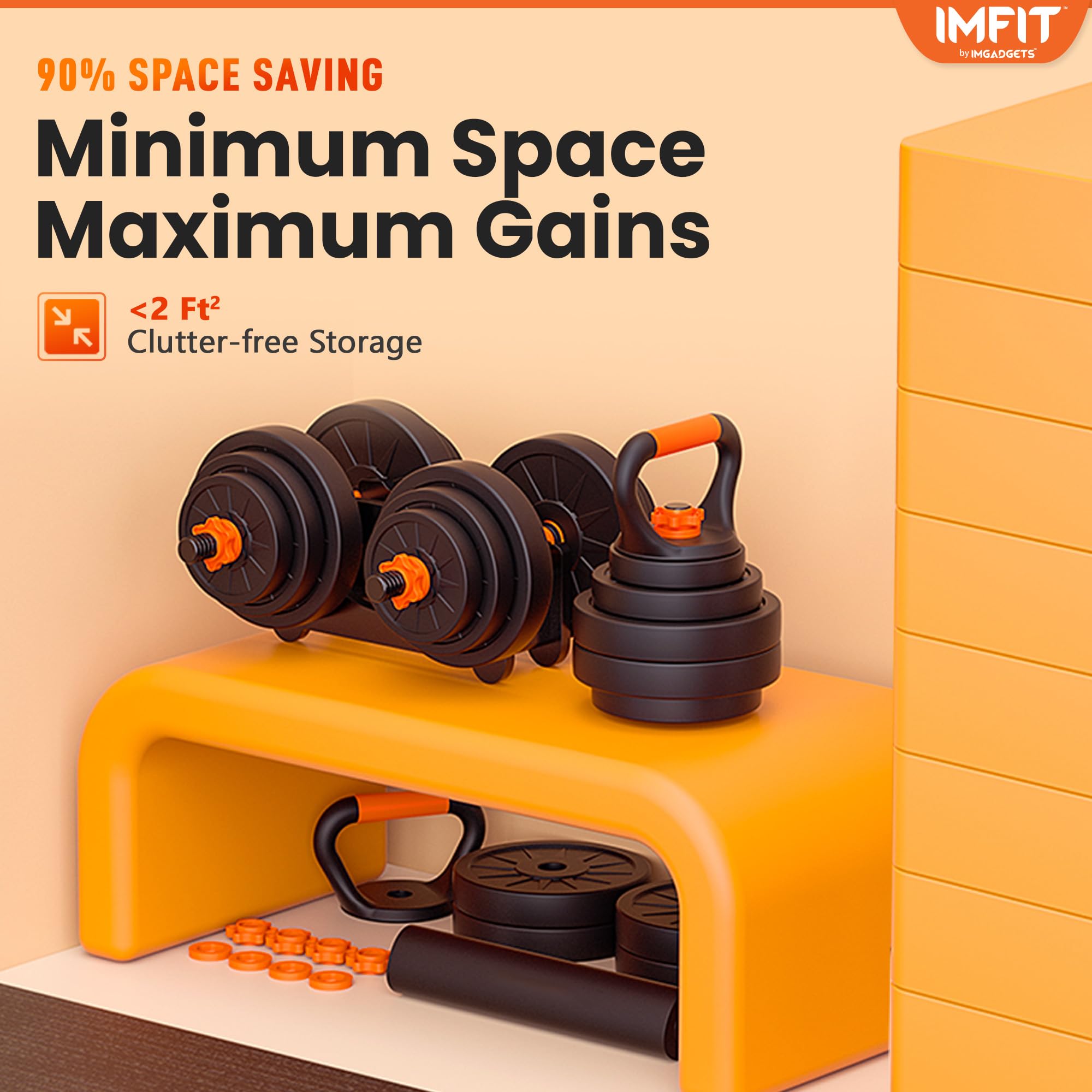 IMFit 5lb-52.5lb Adjustable Dumbbells Single/Pair (Set of 2) with Free Hand Grip - craques