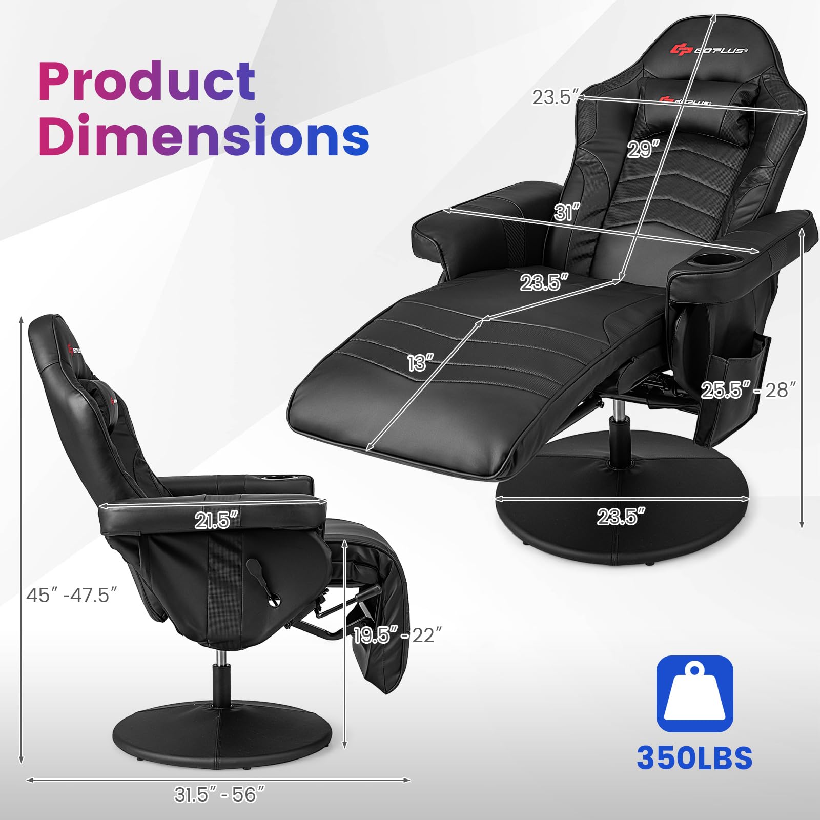 POWERSTONE Gaming Recliner, Adjustable Massage Gaming Chair - craques