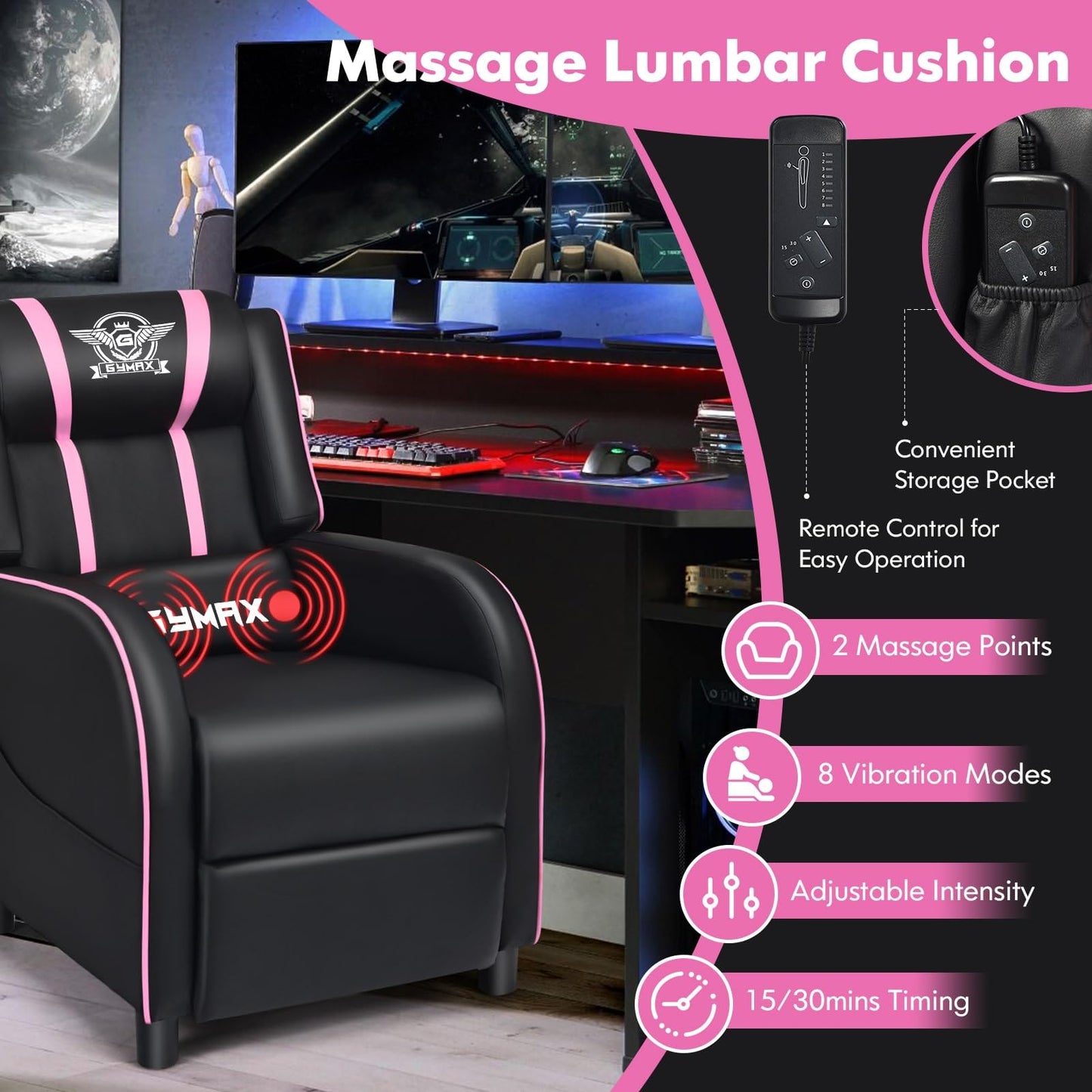 GYMAX Massage Gaming Recliner Chair