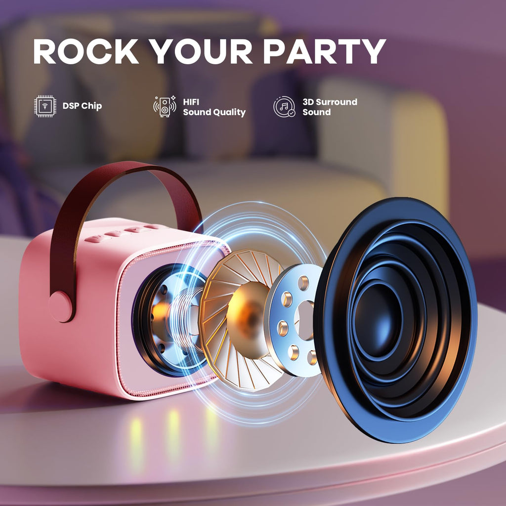 Mini Karaoke Machine for Kids Adults, Portable Bluetooth Speaker - craques