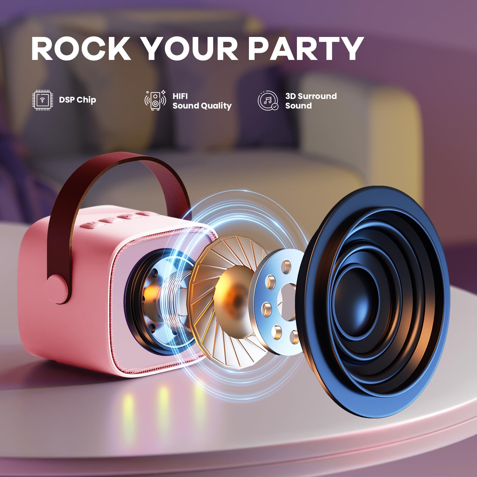 Mini Karaoke Machine for Kids Adults, Portable Bluetooth Speaker - craques